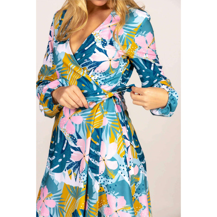 The Floral Fixation | Blue Tropical Wrap Dress