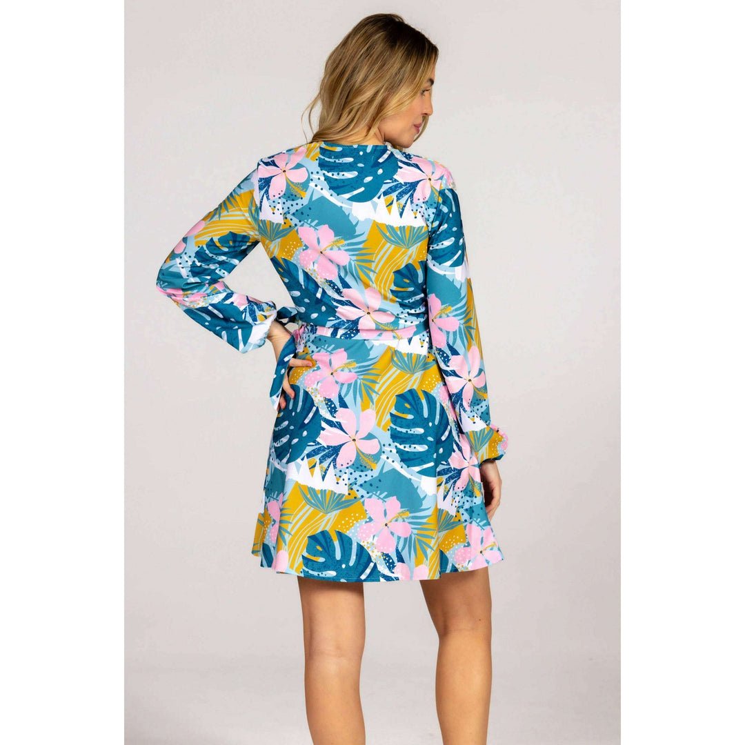 The Floral Fixation | Blue Tropical Wrap Dress
