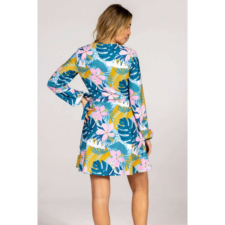 The Floral Fixation | Blue Tropical Wrap Dress