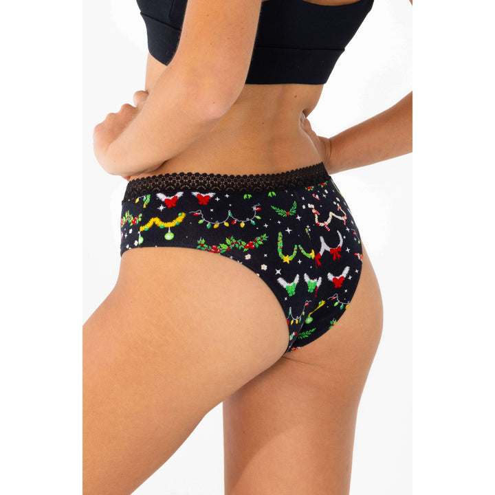 The Goodie Garland | Christmas Tinsel Busts Lace Trim Cheeky Panty