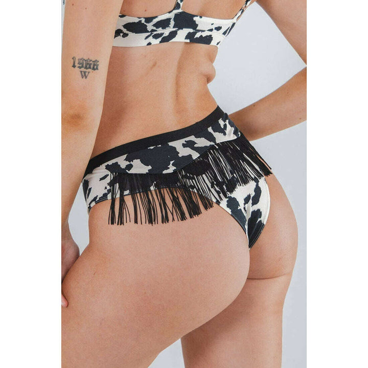 The Graze Escape | Cow Hide Fringe Cheeky Underwear
