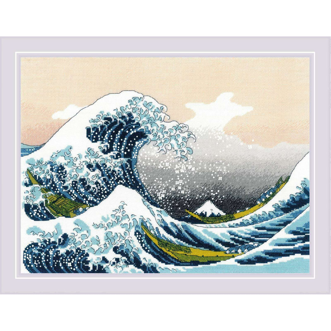 The Great Wave off Kanagawa after K. Hokusai Artwork R2186 Counted Cross Stitch Kit