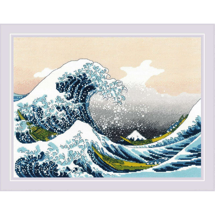 The Great Wave off Kanagawa after K. Hokusai Artwork R2186 Counted Cross Stitch Kit