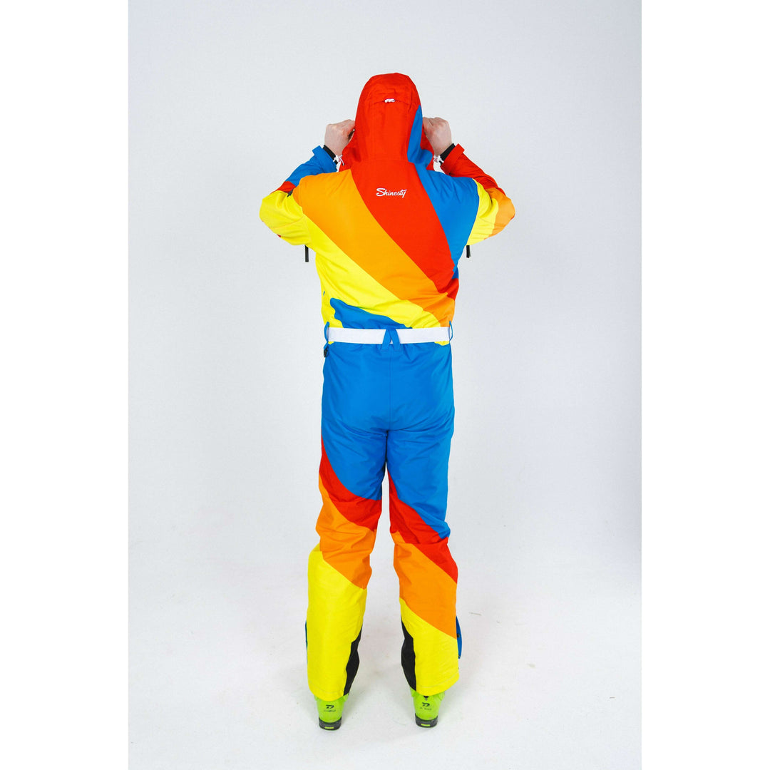 The Groovy Gondola | Orange Retro Swirl One Piece Ski Suit