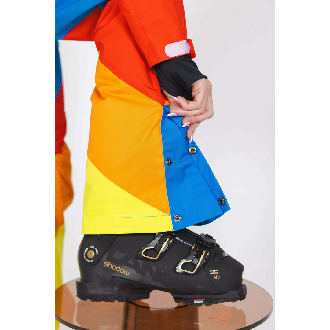 The Groovy Gondola | Orange Retro Swirl Women's One Piece Ski Suit