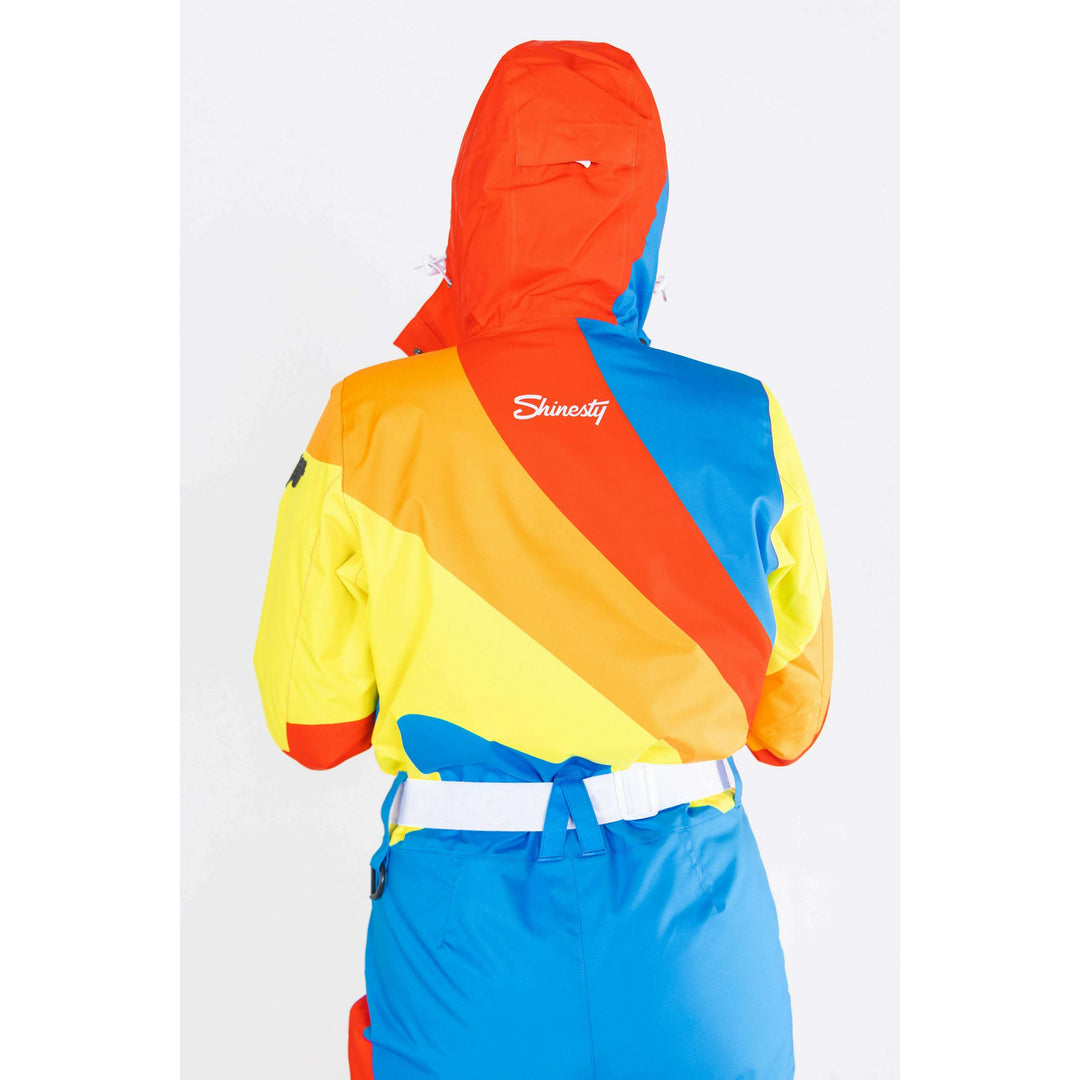 The Groovy Gondola | Orange Retro Swirl Women's One Piece Ski Suit