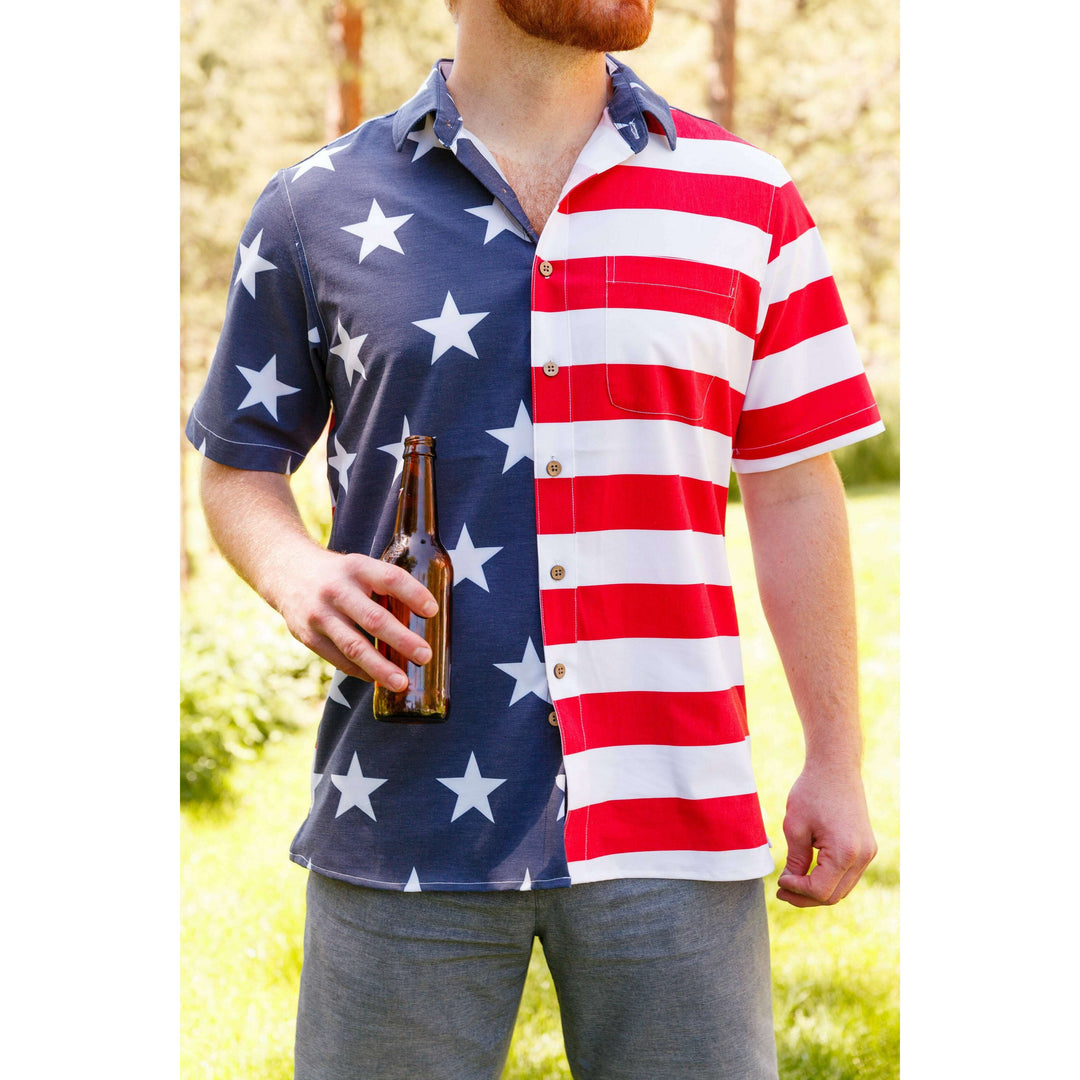 The Johnny Adams | Men's American Flag Stretch Hawaiian Shirt