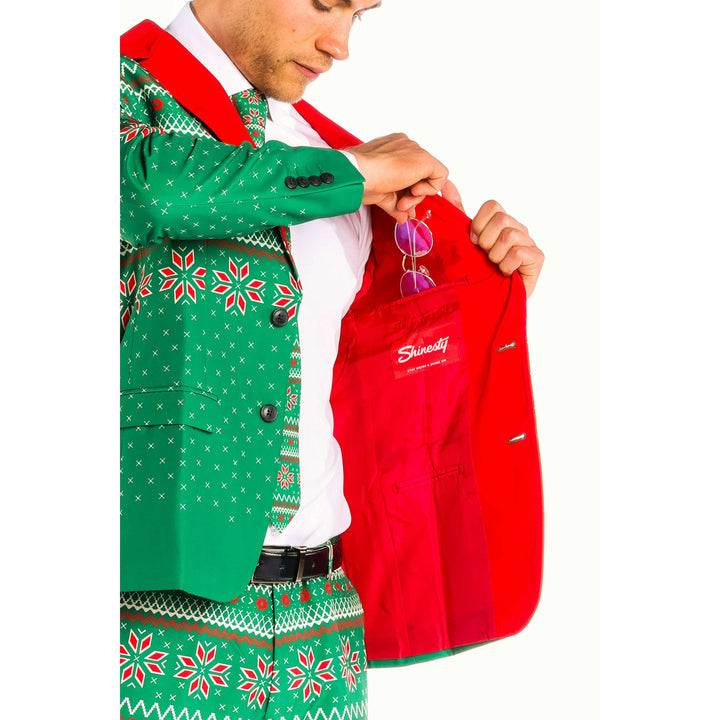 The Kris Kringle | Green Fair Isle Christmas Suit