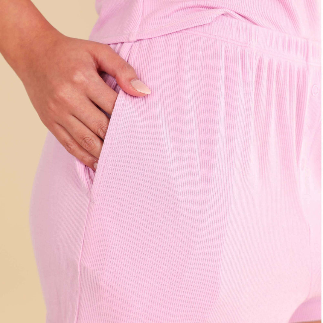 The Laid-Back | Lilac Ribbed Pajama Short Set