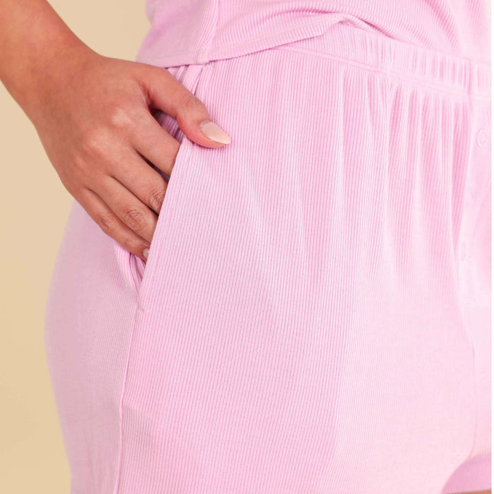 The Laid-Back | Lilac Ribbed Pajama Short Set
