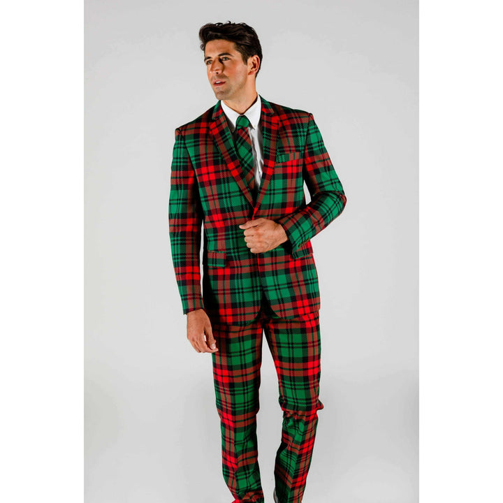 The Lincoln Log Love Daddy | Red And Green Plaid Ugly Christmas Suit