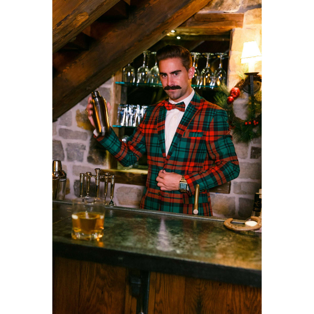 The Lincoln Log Love Daddy | Red And Green Plaid Ugly Christmas Suit