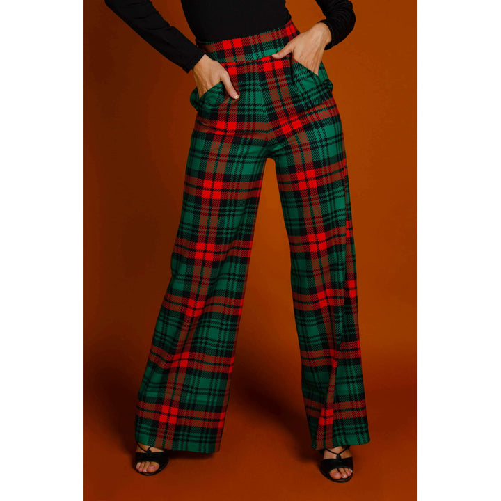 The Lincoln Log Love Lady | Women's Green Plaid Christmas Pants