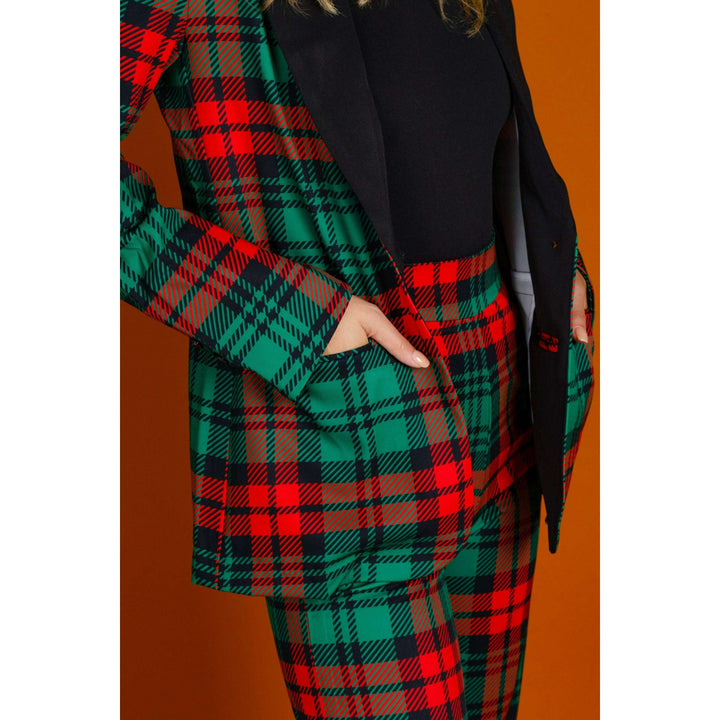 The Lincoln Log Love Lady | Women's Green Plaid Christmas Suit