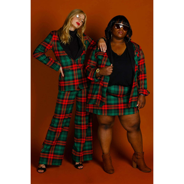 The Lincoln Log Love Lady | Women's Green Plaid Christmas Suit