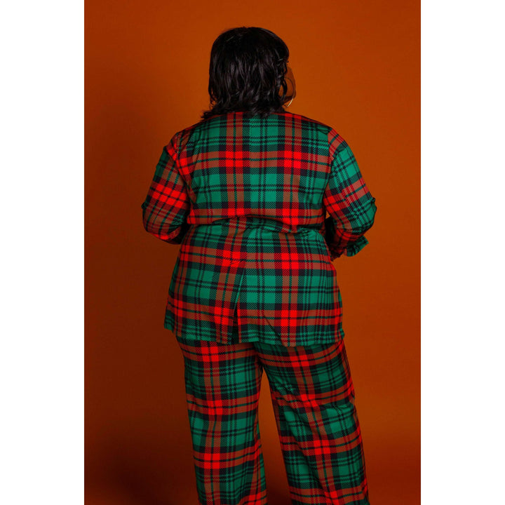 The Lincoln Log Love Lady | Women's Green Plaid Christmas Suit