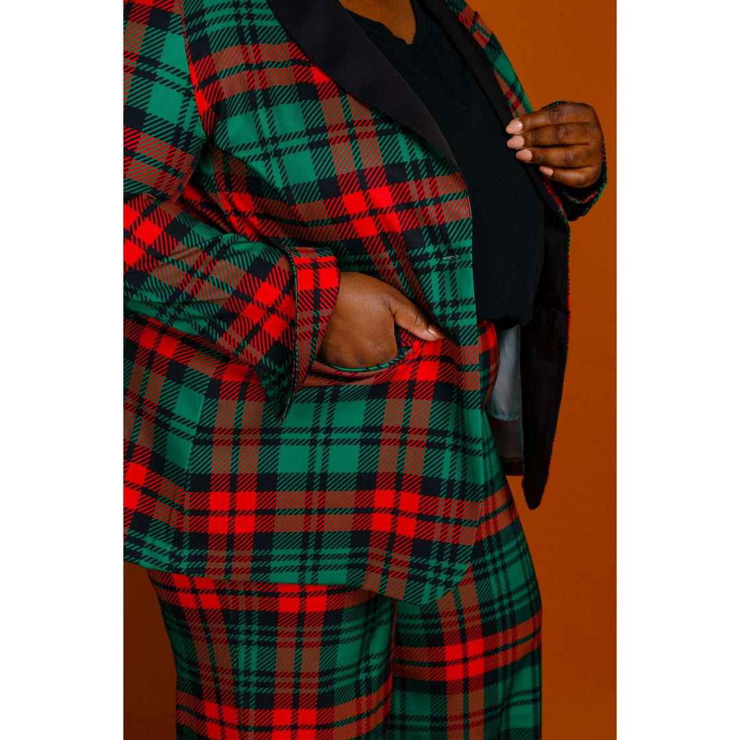 The Lincoln Log Love Lady | Women's Green Plaid Christmas Suit