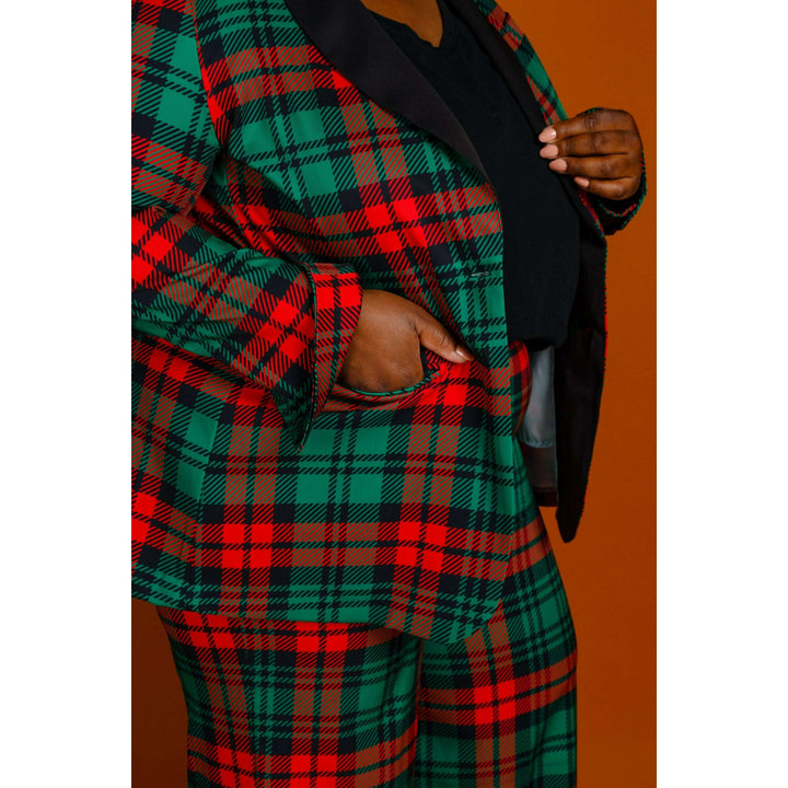 The Lincoln Log Love Lady | Women's Green Plaid Christmas Suit