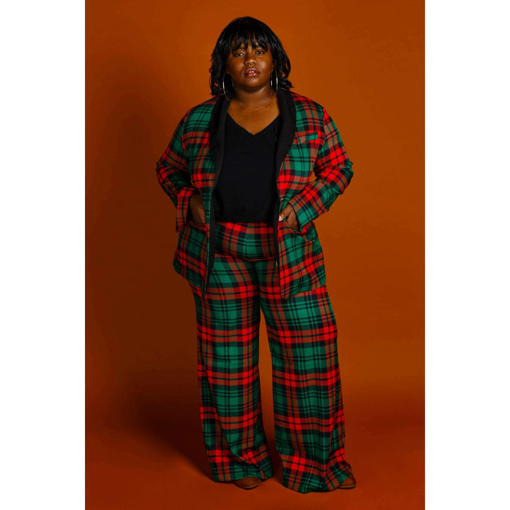 The Lincoln Log Love Lady | Women's Green Plaid Christmas Suit