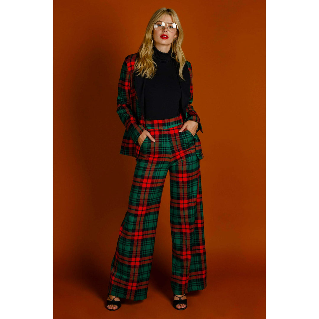 The Lincoln Log Love Lady | Women's Green Plaid Christmas Suit