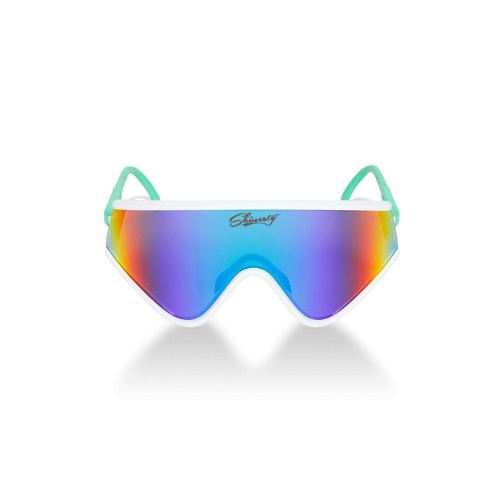 The Machos | White & Teal Mirrored Sunglasses