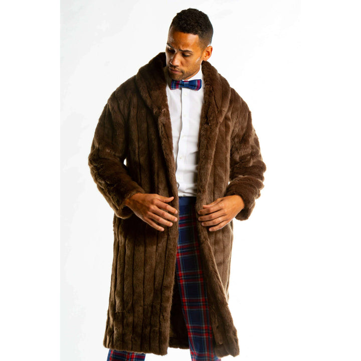 The Manhattan Mogul | Long Brown Black Label Faux Fur Coat