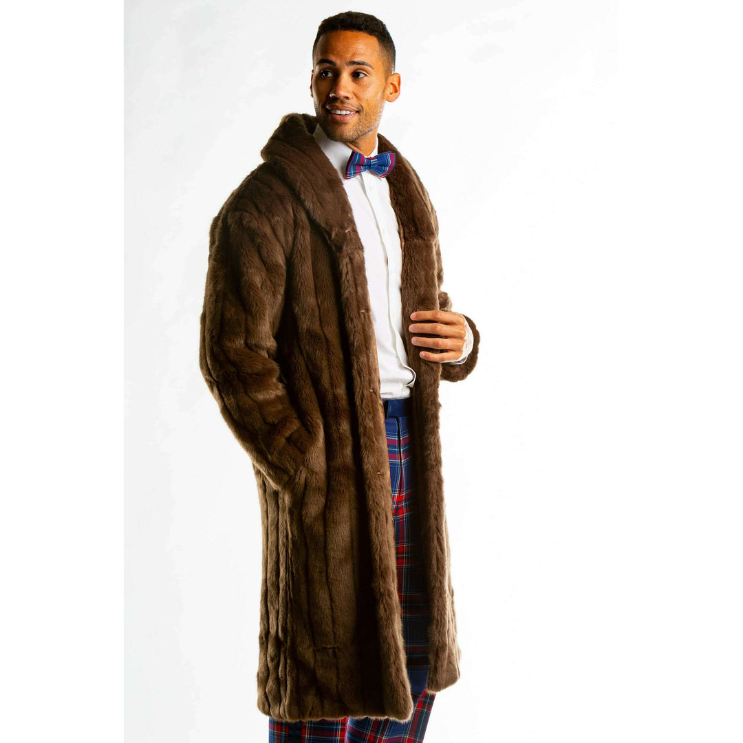 The Manhattan Mogul | Long Brown Black Label Faux Fur Coat