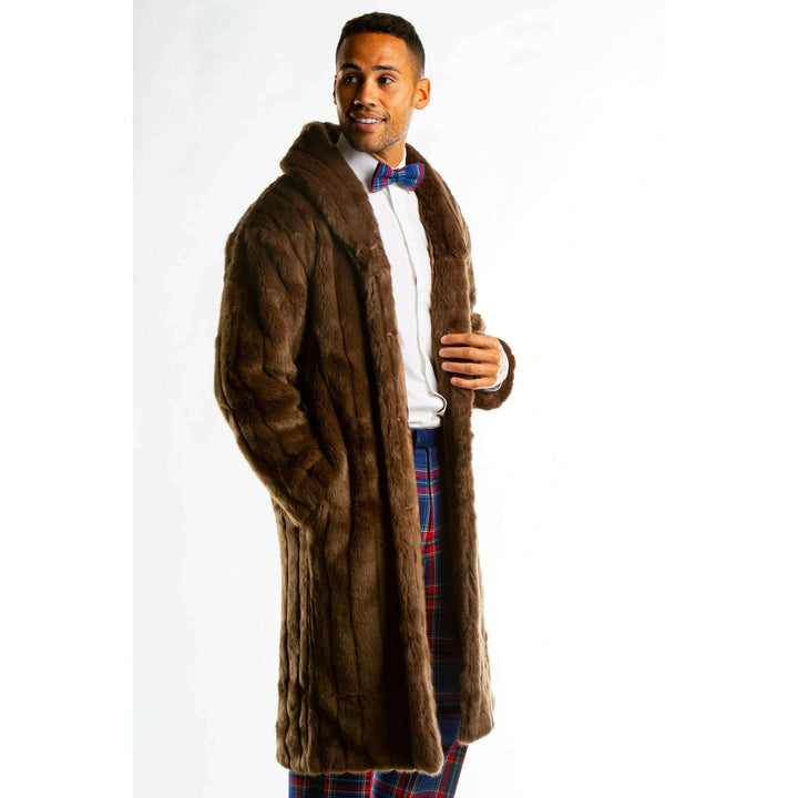 The Manhattan Mogul | Long Brown Black Label Faux Fur Coat