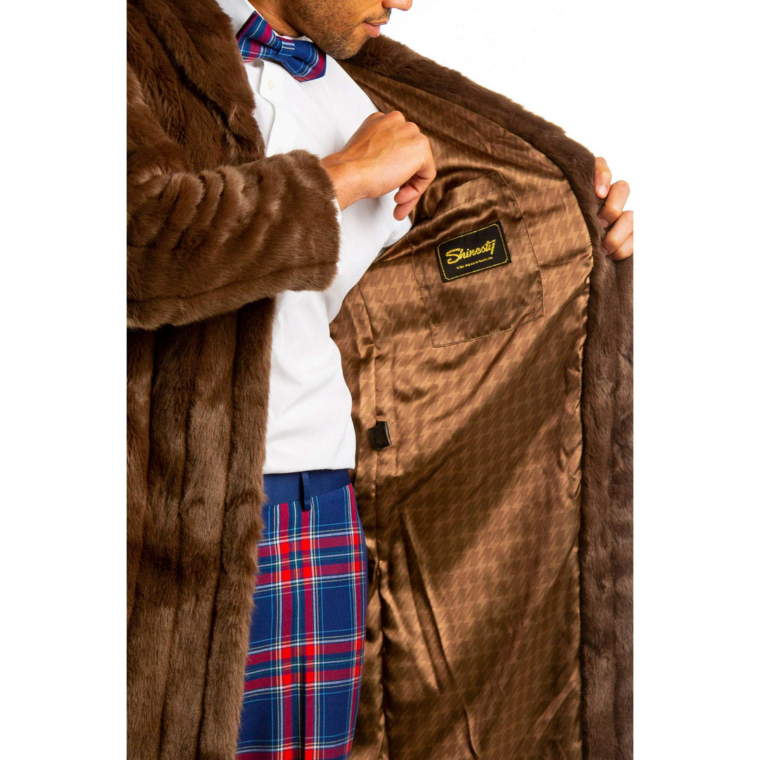 The Manhattan Mogul | Long Brown Black Label Faux Fur Coat