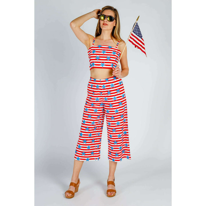 The Naughtycal Lady | USA Big Knit Printed Crop Top