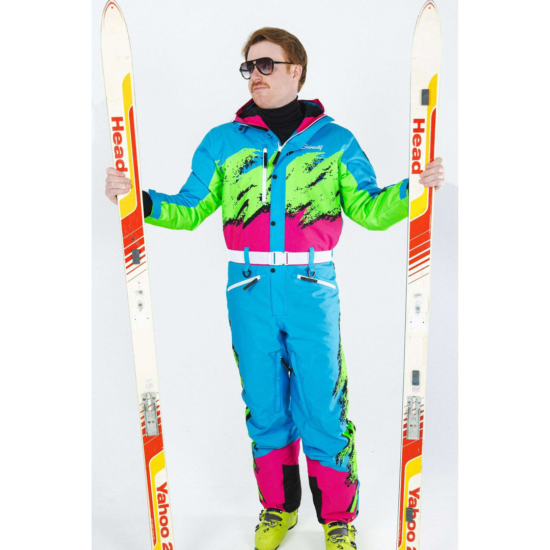 The Park Rat | Men's Neon Spray Design Retro One Piece Ski Suit