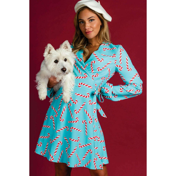 The Peppermint Pimp Canes | Candy Cane Print Christmas Wrap Dress