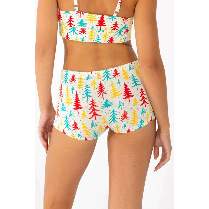 The Pine Tree Playgirl | Retro Christmas Trees Modal Boyshort Underwear