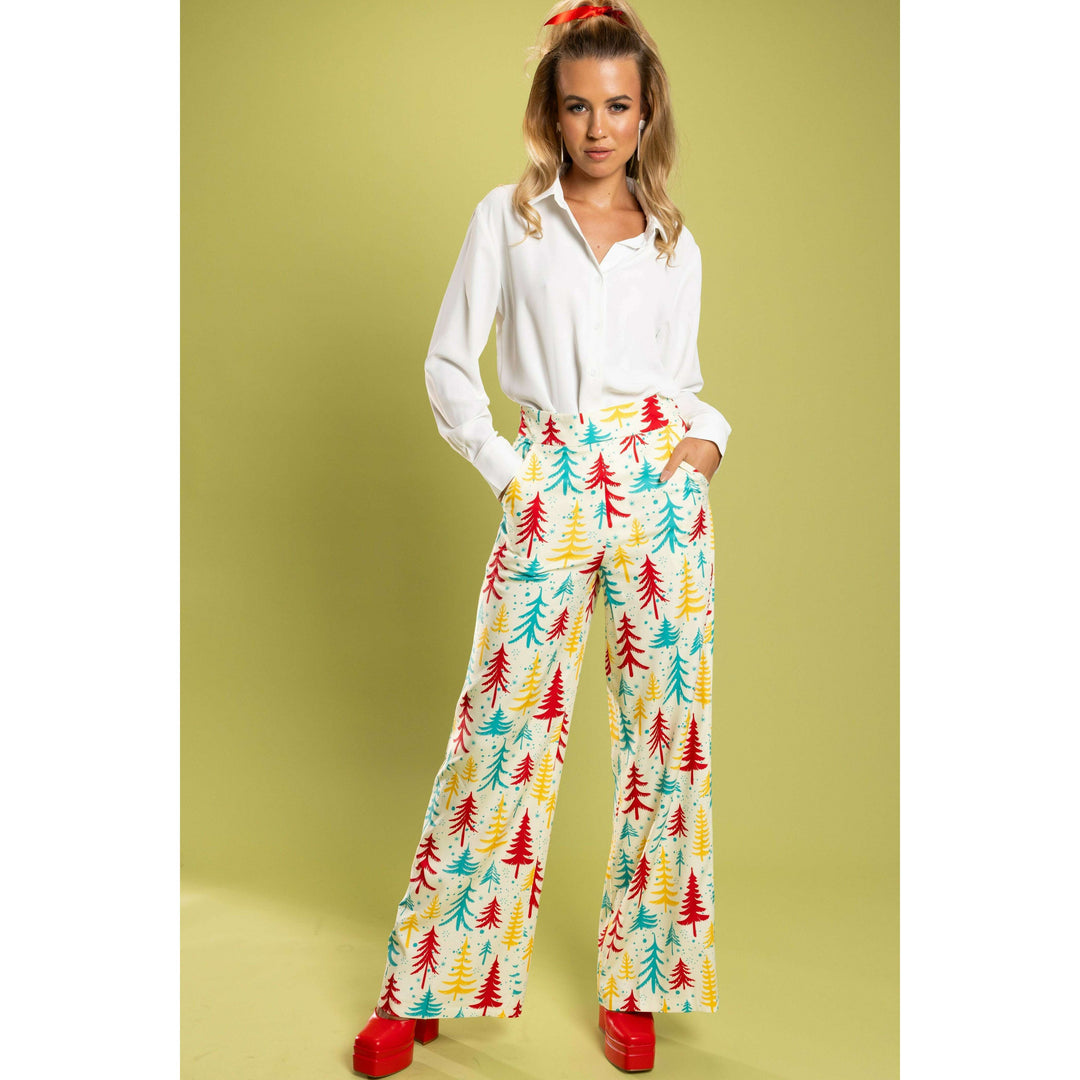The Pine Tree Playgirl | Retro Christmas Trees Women's Suit Pants