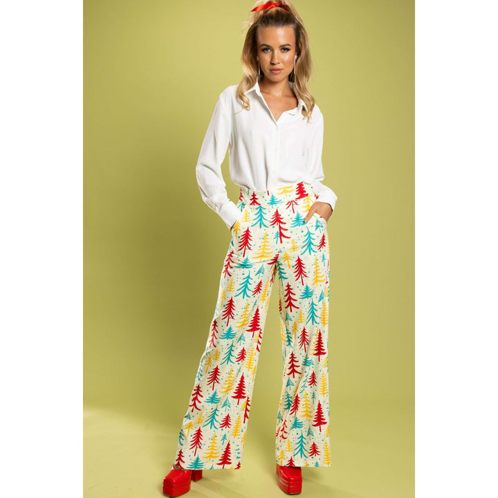 The Pine Tree Playgirl | Retro Christmas Trees Women's Suit Pants
