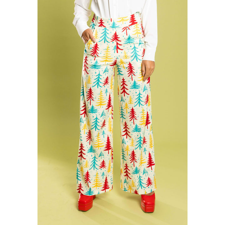 The Pine Tree Playgirl | Retro Christmas Trees Women's Suit Pants