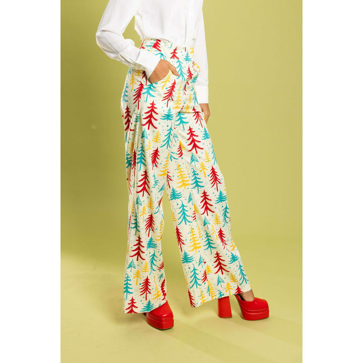 The Pine Tree Playgirl | Retro Christmas Trees Women's Suit Pants