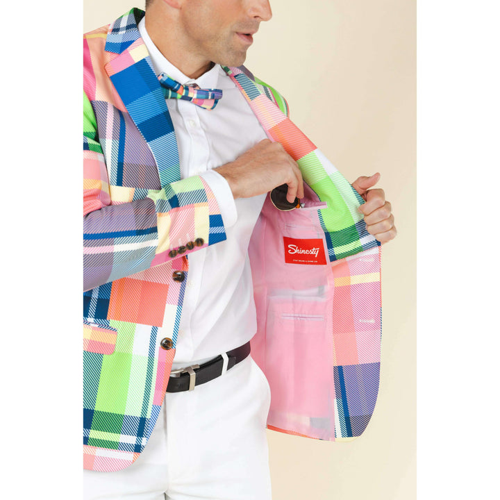 The Plaid To The Bone | Plaid Patchwork Suit
