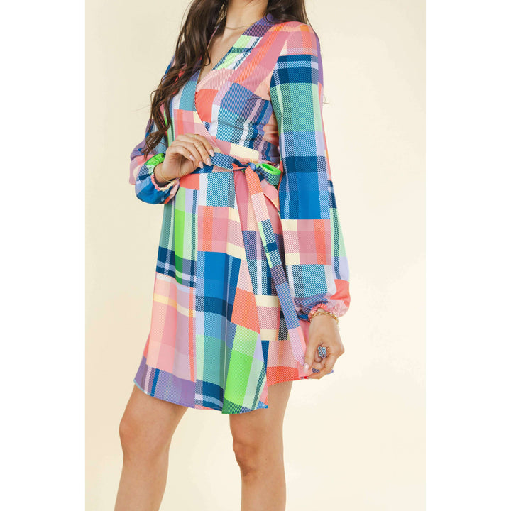 The Plaid To The Bone | Plaid Patchwork Wrap Dress