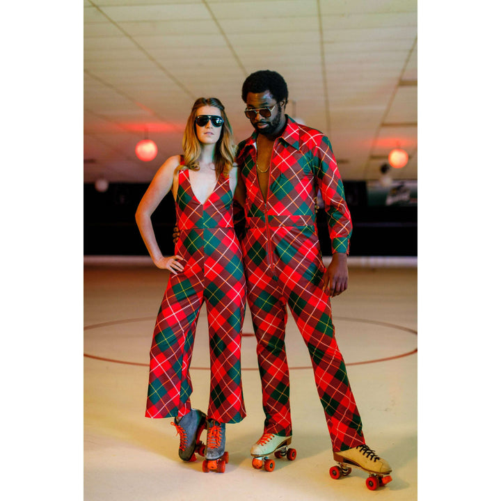 The Poinsettia Playgirl | Red Plaid Christmas Jumpsuit