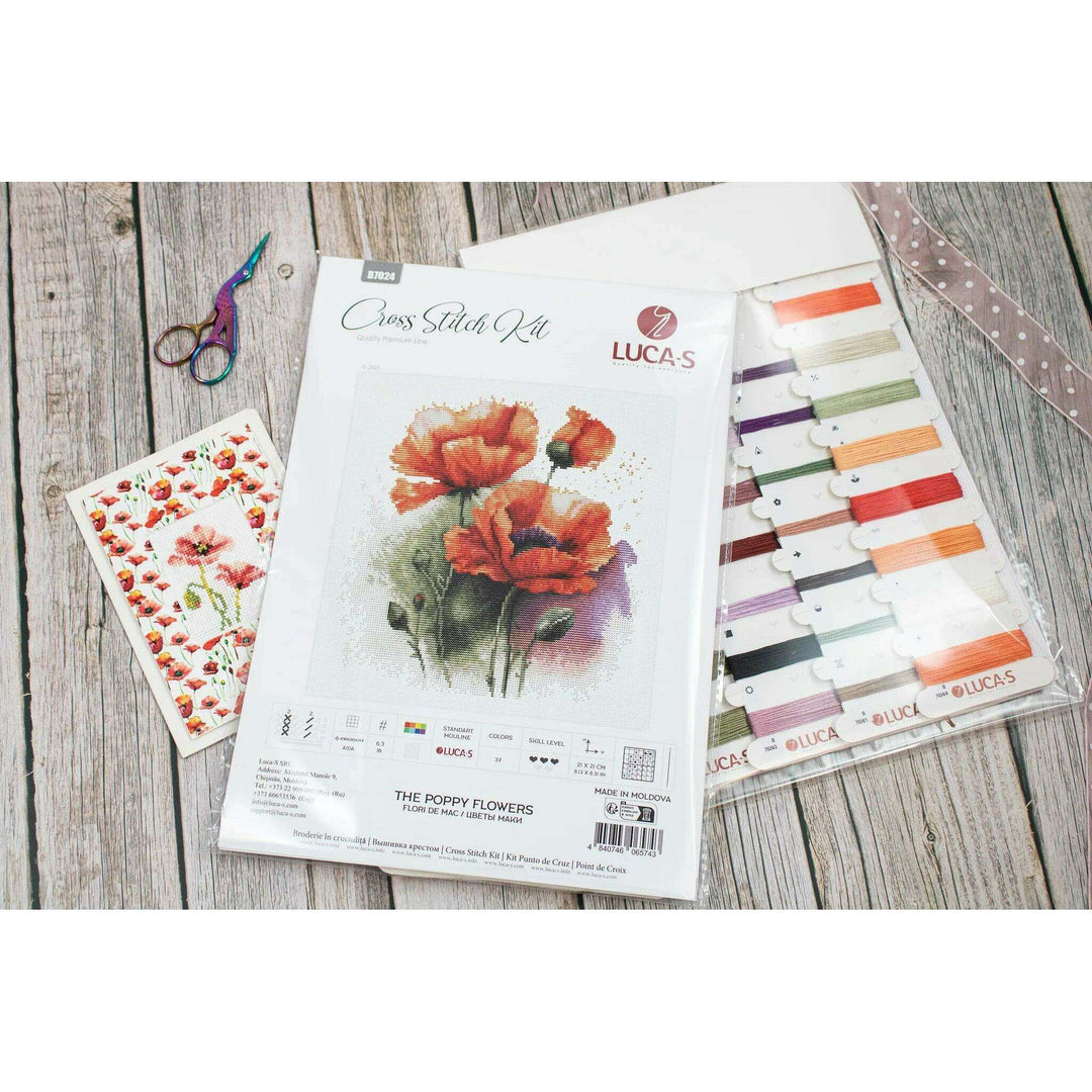 The Poppy Flowers B7024L Counted Cross-Stitch Kit