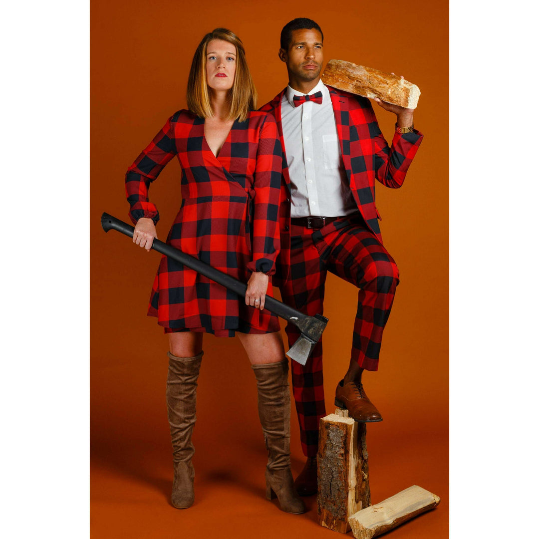 The Red & Black Lumberjack | Red Buffalo Check Christmas Wrap Dress