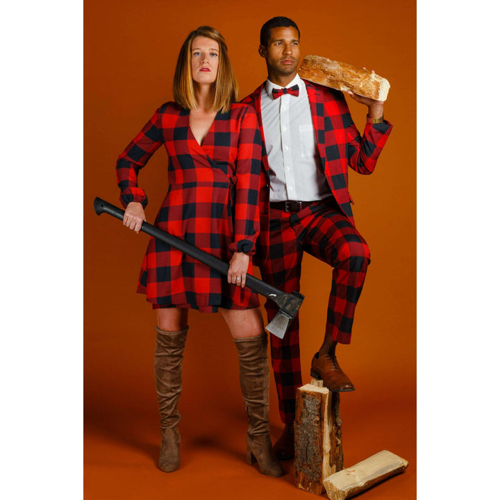 The Red & Black Lumberjack | Red Buffalo Check Christmas Wrap Dress