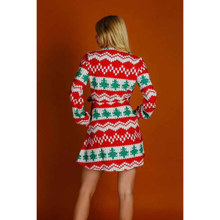 The Red Ryder | Knit Print Christmas Wrap Dress