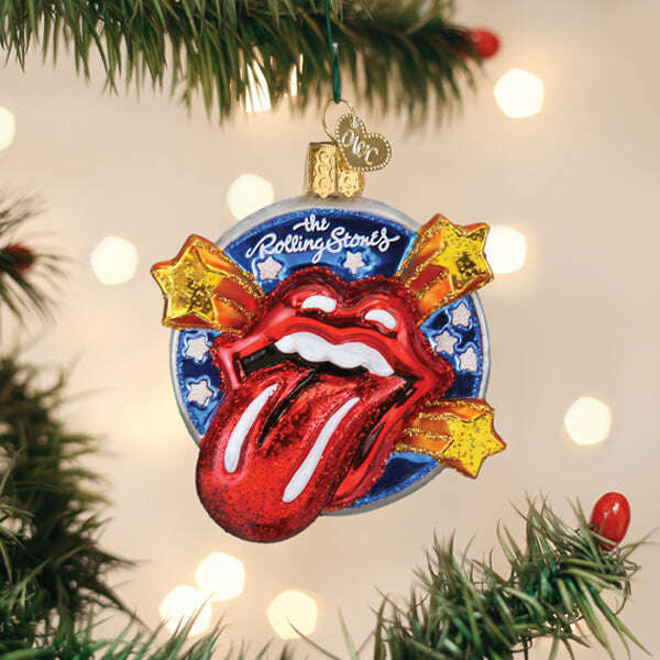 Old World Christmas The Rolling Stones Tongue &amp; Lips Logo Blown Glass Ornament