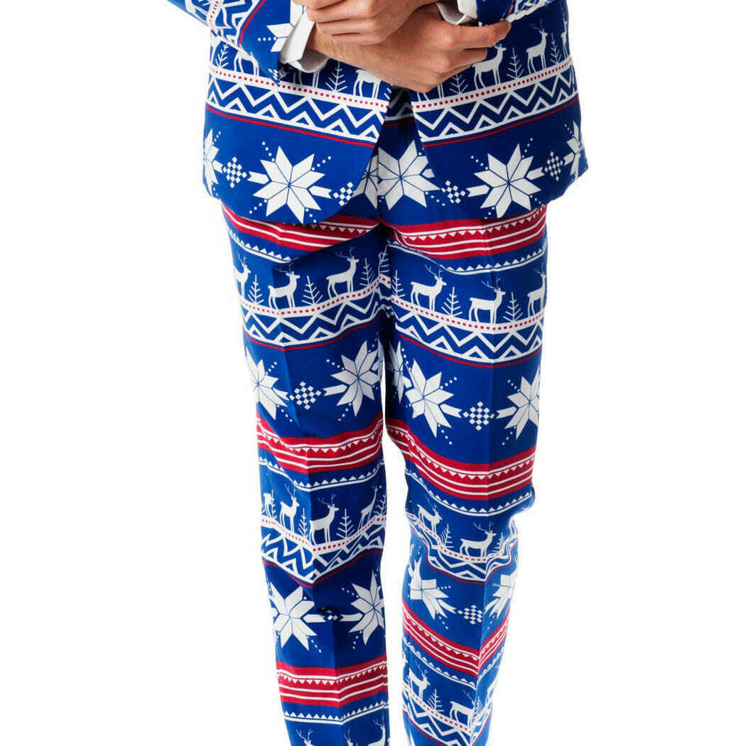 The Rudolph Suave | Blue Ugly Christmas Sweater Pants By Opposuits