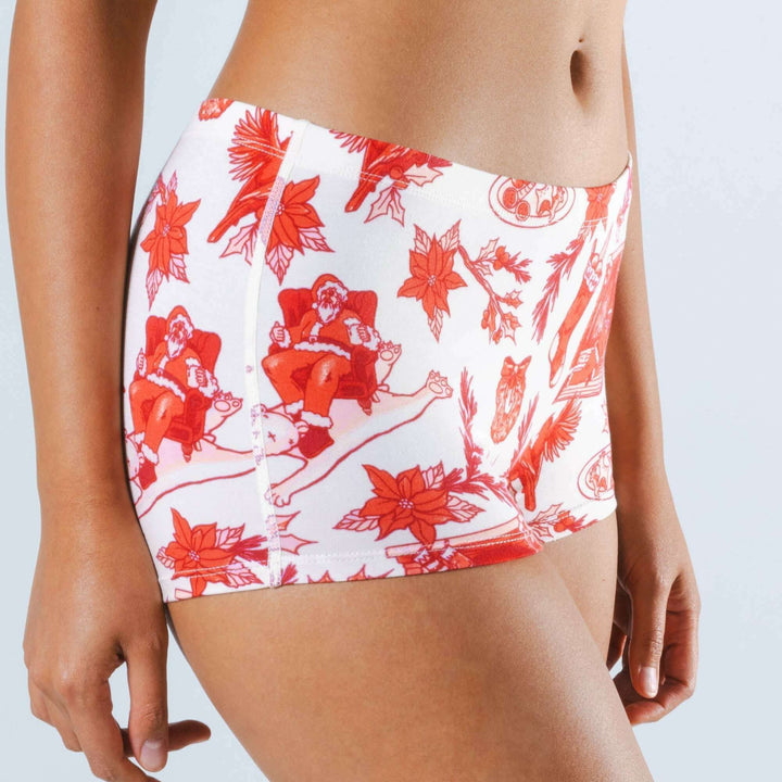 The Santa Slays | Christmas Toile Modal Boyshort Underwear