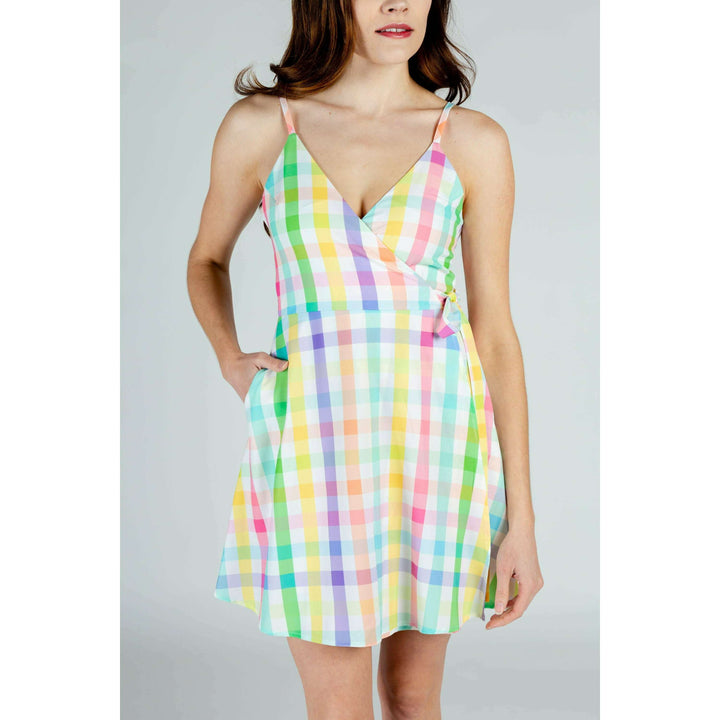 The Savannah Swinger | Pastel Plaid Strappy Dress