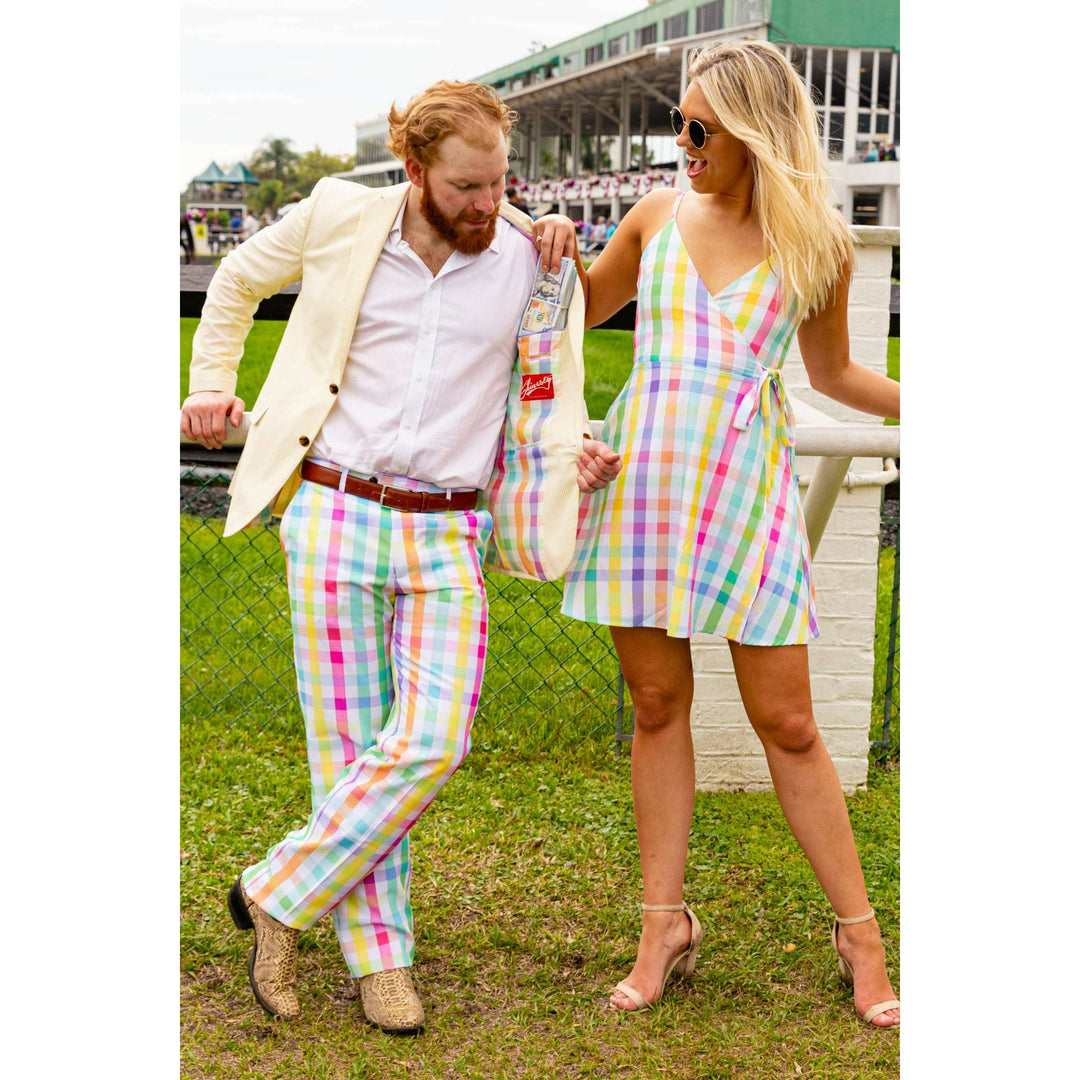 The Savannah Swinger | Pastel Plaid Strappy Dress