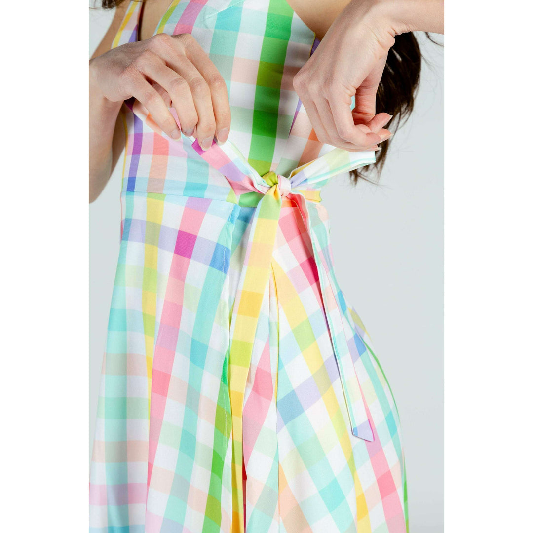 The Savannah Swinger | Pastel Plaid Strappy Dress
